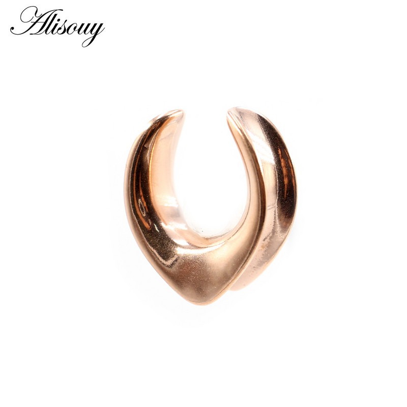 Alisouy 1buc 6-30mm din oțel inoxidabil în formă de V șa tuneluri urechi dopuri expansoare targi calibre cercei piercing bijuterii pentru corp