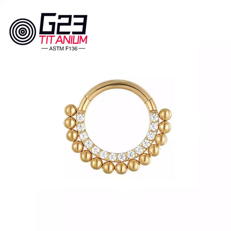 Kerek fülbevaló G23 F136 titán septum Clicker Hoop Stud csuklós szegmens orrgyűrű piercing ékszer női