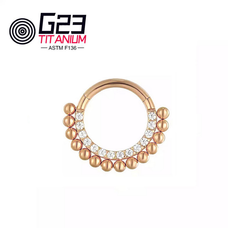 Kerek fülbevaló G23 F136 titán septum Clicker Hoop Stud csuklós szegmens orrgyűrű piercing ékszer női