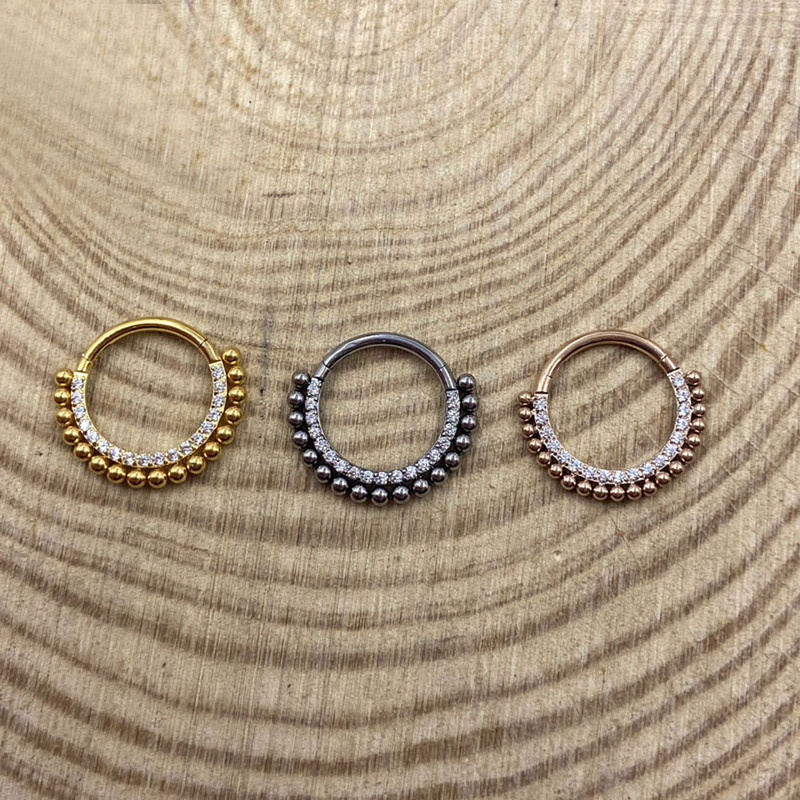 Kerek fülbevaló G23 F136 titán septum Clicker Hoop Stud csuklós szegmens orrgyűrű piercing ékszer női