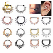 Csinos cirkon septum ékszer G23 titán orrkarika gyűrű Septum Clicker 16G fül Helix Diath fülbevaló testpiercing ékszer
