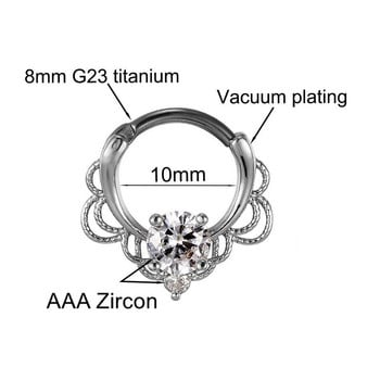 Pretty Zircon Septum Jewelry G23 Titanium Nose Hoop Ring Septum Clicker 16G Ear Helix Diath Earring Body Piercing Jewelry