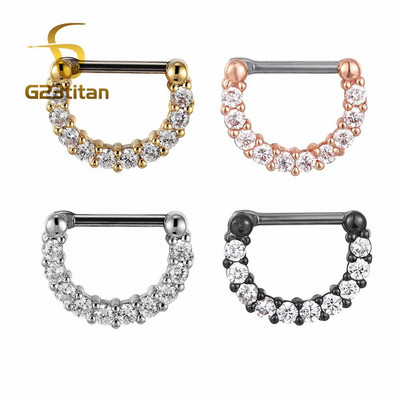 Csinos cirkon septum ékszer G23 titán orrkarika gyűrű Septum Clicker 16G fül Helix Diath fülbevaló testpiercing ékszer