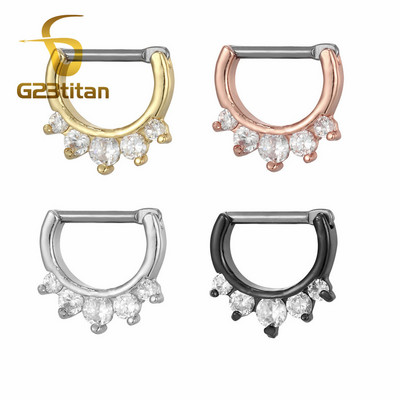 Csinos cirkon septum ékszer G23 titán orrkarika gyűrű Septum Clicker 16G fül Helix Diath fülbevaló testpiercing ékszer