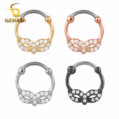 Csinos cirkon septum ékszer G23 titán orrkarika gyűrű Septum Clicker 16G fül Helix Diath fülbevaló testpiercing ékszer