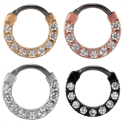Csinos cirkon septum ékszer G23 titán orrkarika gyűrű Septum Clicker 16G fül Helix Diath fülbevaló testpiercing ékszer