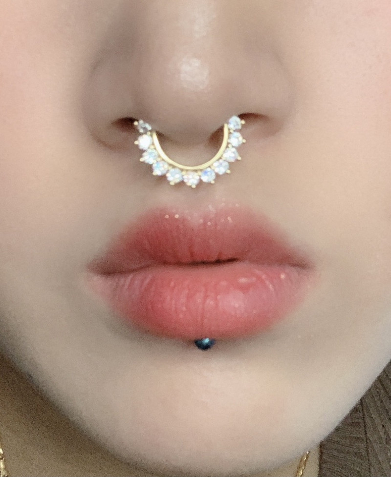 Csinos cirkon septum ékszer G23 titán orrkarika gyűrű Septum Clicker 16G fül Helix Diath fülbevaló testpiercing ékszer