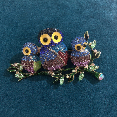 Morkopela Trei Bufnițe Broșe Nou Vintage Multicolor Email Pălărie Pasăre Eșarfă Broșe Ace Accesorii de nuntă pentru femei