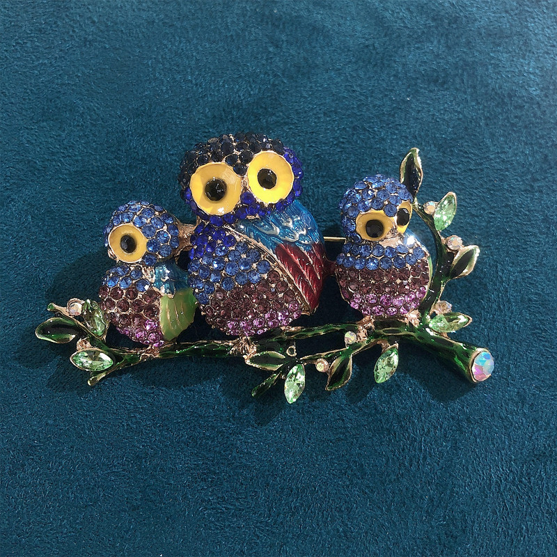 Morkopela Trei Bufnițe Broșe Nou Vintage Multicolor Email Pălărie Pasăre Eșarfă Broșe Ace Accesorii de nuntă pentru femei