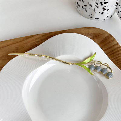 2022 New Drop Glaze Bell Orchid Hajtű Női Nyári Divat Hajcsat Elegáns Női Hajrudak Hajkiegészítők