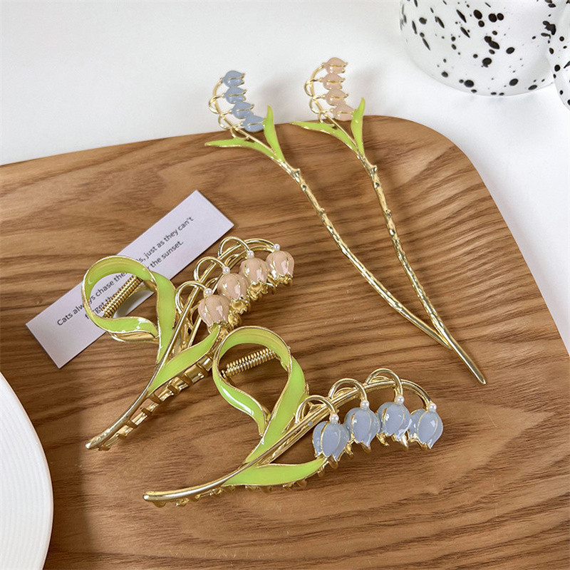2022 New Drop Glaze Bell Orchid Hajtű Női Nyári Divat Hajcsat Elegáns Női Hajrudak Hajkiegészítők