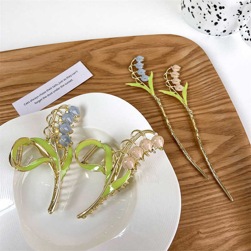 2022 New Drop Glaze Bell Orchid Hajtű Női Nyári Divat Hajcsat Elegáns Női Hajrudak Hajkiegészítők