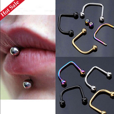 Ayliss 2 buc Curcubeu 16G Cool Punk din oțel inoxidabil Ball Top Lippy Loop Lip Monroe Labret Inel Bijuterii Fashion Body Piercing Inele