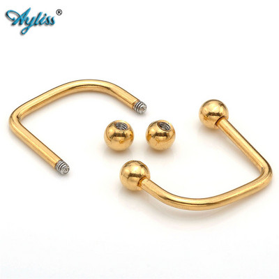 Ayliss 2 buc Curcubeu 16G Cool Punk din oțel inoxidabil Ball Top Lippy Loop Lip Monroe Labret Inel Bijuterii Fashion Body Piercing Inele