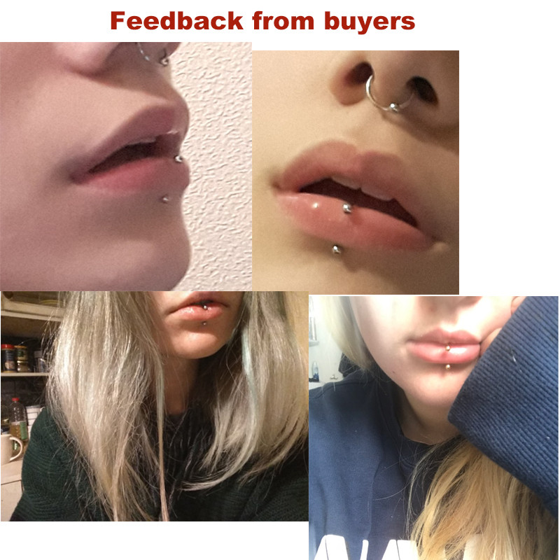 Ayliss 2 buc Curcubeu 16G Cool Punk din oțel inoxidabil Ball Top Lippy Loop Lip Monroe Labret Inel Bijuterii Fashion Body Piercing Inele
