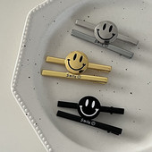 1 pereche de smiley cu litere japoneze și coreene Duckbill Clip New Fashion Metal Simple Side Clip Breton Clip Girl Hair Clips