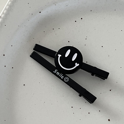 1 pereche de smiley cu litere japoneze și coreene Duckbill Clip New Fashion Metal Simple Side Clip Breton Clip Girl Hair Clips