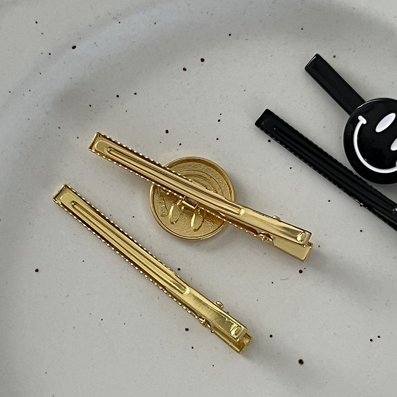 1 pereche de smiley cu litere japoneze și coreene Duckbill Clip New Fashion Metal Simple Side Clip Breton Clip Girl Hair Clips