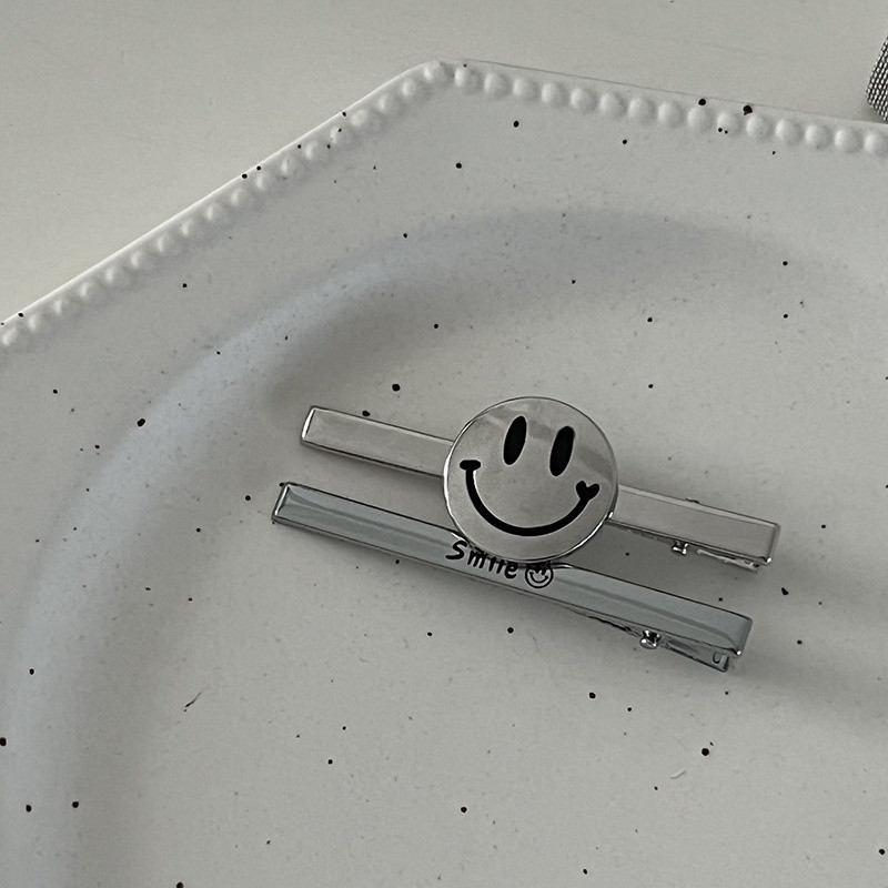 1 pereche de smiley cu litere japoneze și coreene Duckbill Clip New Fashion Metal Simple Side Clip Breton Clip Girl Hair Clips