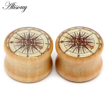 Alisouy 2PCS Fashion Φυσικό ξύλο Ωτοασπίδες Flesh Tunnels Gauges 8-20mm Ear Tragus Expander Φορείο Body Piercing Jewelry