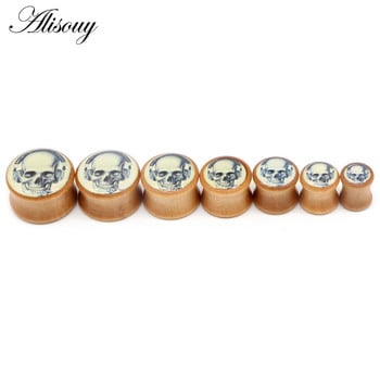 Alisouy 2PCS Fashion Φυσικό ξύλο Ωτοασπίδες Flesh Tunnels Gauges 8-20mm Ear Tragus Expander Φορείο Body Piercing Jewelry