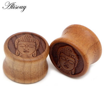 Alisouy 2 buc. dopuri pentru urechi din lemn natural, tuneluri de carne, calibre 8-20 mm, expansor pentru tragus ureche, targă, piercing pentru corp, bijuterii