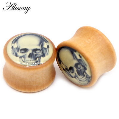 Alisouy 2 buc. dopuri pentru urechi din lemn natural, tuneluri de carne, calibre 8-20 mm, expansor pentru tragus ureche, targă, piercing pentru corp, bijuterii