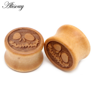 Alisouy 2 buc. dopuri pentru urechi din lemn natural, tuneluri de carne, calibre 8-20 mm, expansor pentru tragus ureche, targă, piercing pentru corp, bijuterii