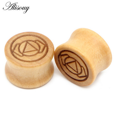 Alisouy 2 buc. dopuri pentru urechi din lemn natural, tuneluri de carne, calibre 8-20 mm, expansor pentru tragus ureche, targă, piercing pentru corp, bijuterii