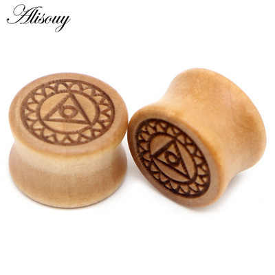 Alisouy 2 buc. dopuri pentru urechi din lemn natural, tuneluri de carne, calibre 8-20 mm, expansor pentru tragus ureche, targă, piercing pentru corp, bijuterii