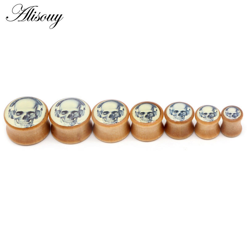 Alisouy 2 buc. dopuri pentru urechi din lemn natural, tuneluri de carne, calibre 8-20 mm, expansor pentru tragus ureche, targă, piercing pentru corp, bijuterii