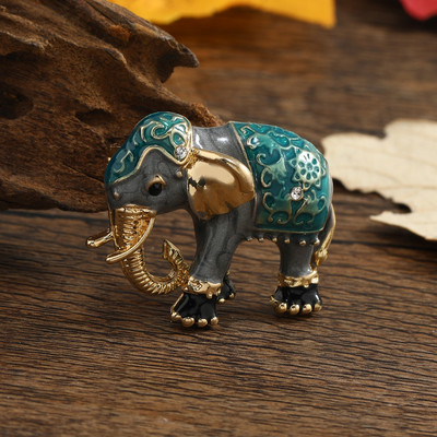 Morkopela Broșe de elefant email de lux de epocă Ace broșă de animale cu strass, haine din metal, bijuterii, accesorii pentru broșă