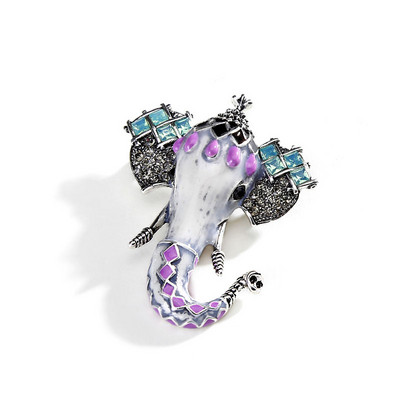 Morkopela Broșe de elefant email de lux de epocă Ace broșă de animale cu strass, haine din metal, bijuterii, accesorii pentru broșă