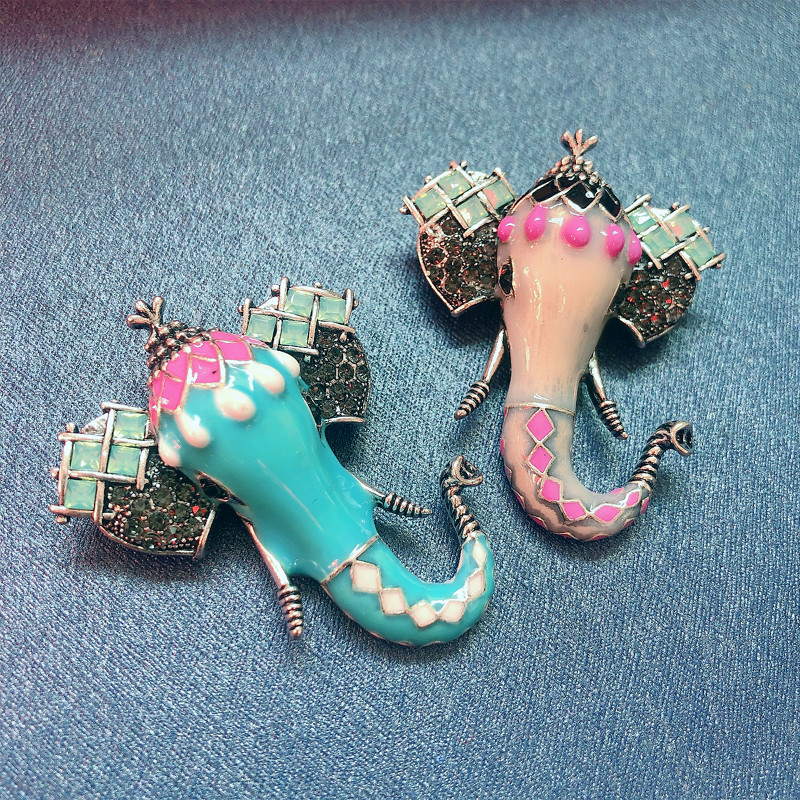 Morkopela Broșe de elefant email de lux de epocă Ace broșă de animale cu strass, haine din metal, bijuterii, accesorii pentru broșă