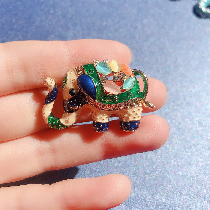 Morkopela Broșe de elefant email de lux de epocă Ace broșă de animale cu strass, haine din metal, bijuterii, accesorii pentru broșă