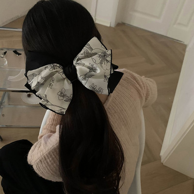 Agrafă de păr din șifon retro francez pentru femei, cu fundă elegantă de primăvară, breton, agrafă, accesorii pentru păr