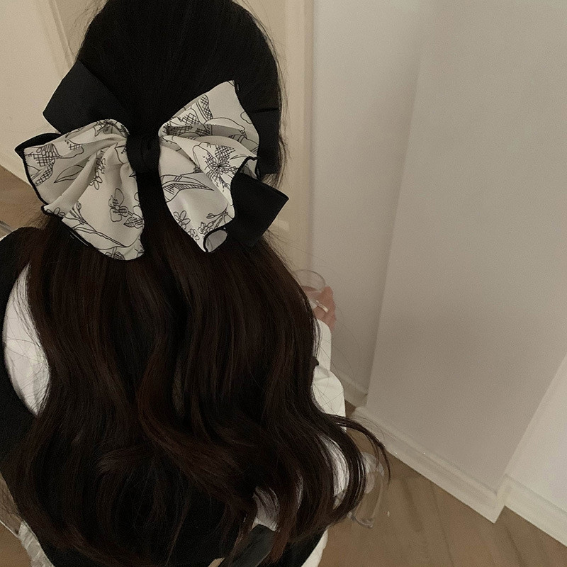 Agrafă de păr din șifon retro francez pentru femei, cu fundă elegantă de primăvară, breton, agrafă, accesorii pentru păr