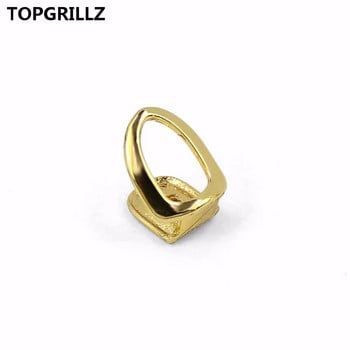 TOPGRILLZ Κίτρινο Χρυσό Επιμεταλλωμένο Κοίλο Ανοιχτό Πρόσωπο Grillz Μονό Καπάκι Δοντιών Hip Hop Tooth Grills για δώρο