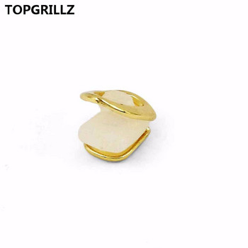 TOPGRILLZ Κίτρινο Χρυσό Επιμεταλλωμένο Κοίλο Ανοιχτό Πρόσωπο Grillz Μονό Καπάκι Δοντιών Hip Hop Tooth Grills για δώρο