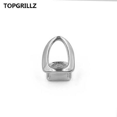 TOPGRILLZ Placat în culoarea aur galben Hollow Face Grillz cu un singur dinți Grătare de dinți Hip Hop pentru cadou