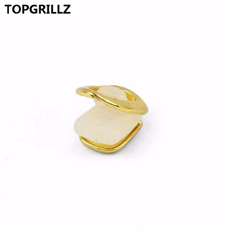TOPGRILLZ Placat în culoarea aur galben Hollow Face Grillz cu un singur dinți Grătare de dinți Hip Hop pentru cadou