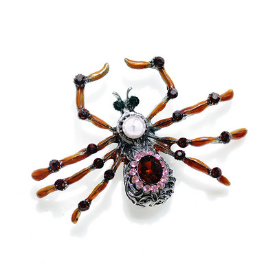 Morkopela Spider Broșă Emailă Insectă Ace Strass Femei Bărbați Broșe Păianjeni simulați Clip pentru eșarfa Ace pentru haine Bijuterii