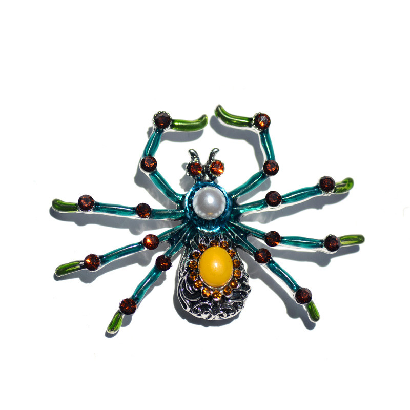 Morkopela Spider Broșă Emailă Insectă Ace Strass Femei Bărbați Broșe Păianjeni simulați Clip pentru eșarfa Ace pentru haine Bijuterii