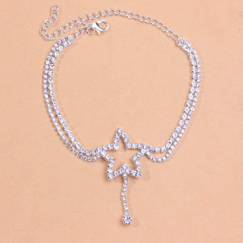 StoneFans Brățară cu lanț de gleznă cu stea cu mai multe straturi pe picior Comerț cu ridicata pentru femei Crystal Luxury Summer Beach Bijuterii cadou