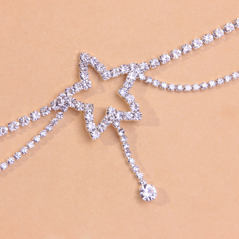 StoneFans Brățară cu lanț de gleznă cu stea cu mai multe straturi pe picior Comerț cu ridicata pentru femei Crystal Luxury Summer Beach Bijuterii cadou