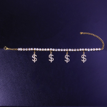 Stonefans New Beach Rhinestone Dollar Glezen Foot Chain Jewelry Сладък чар висулка Качествена дамска глезена на едро Парти подаръци