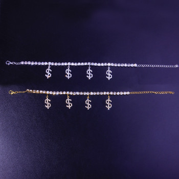 Stonefans New Beach Rhinestone Dollar Glezen Foot Chain Jewelry Сладък чар висулка Качествена дамска глезена на едро Парти подаръци