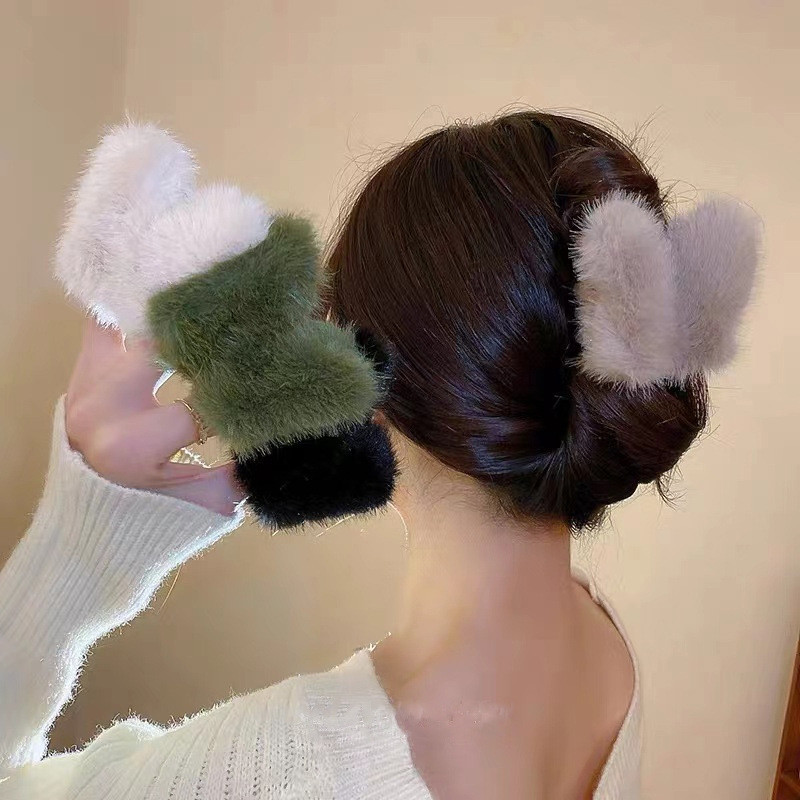 Coreeană nouă modă femei drăguț fluture pluș gheare pentru păr dulce decorați coada de cal gheare cleme agrafe de păr accesorii pentru fete