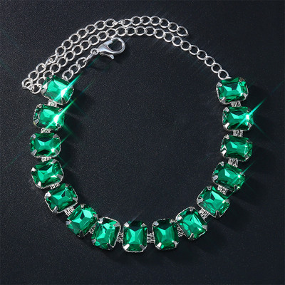 Stonefans 1buc strălucitor mare pătrat verde cristal gleznă brățări pentru femei de lux vară plajă picior lanț glezna decor bijuterii de petrecere