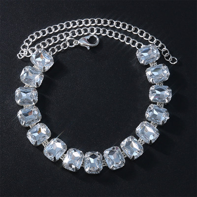 Stonefans 1buc strălucitor mare pătrat verde cristal gleznă brățări pentru femei de lux vară plajă picior lanț glezna decor bijuterii de petrecere